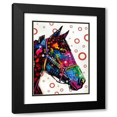 Horse Black Modern Wood Framed Art Print with Double Matting by Dean Russo Collection