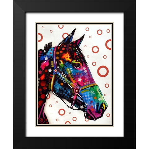 Horse Black Modern Wood Framed Art Print with Double Matting by Dean Russo Collection