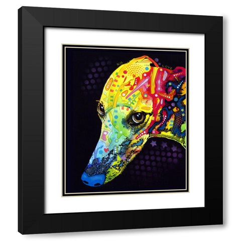 Greyhound Black Modern Wood Framed Art Print with Double Matting by Dean Russo Collection