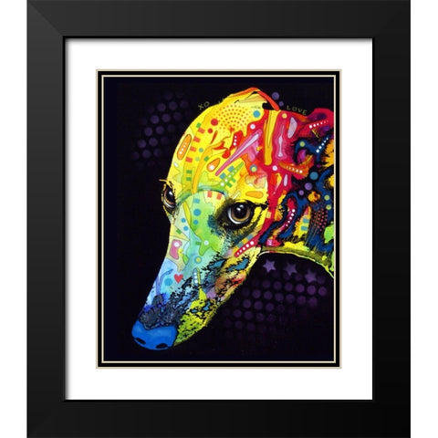 Greyhound Black Modern Wood Framed Art Print with Double Matting by Dean Russo Collection
