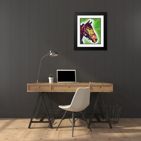 Horse Black Modern Wood Framed Art Print with Double Matting by Dean Russo Collection