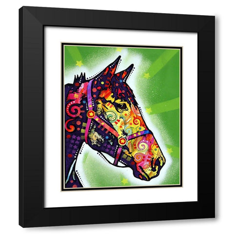 Horse Black Modern Wood Framed Art Print with Double Matting by Dean Russo Collection