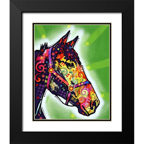 Horse Black Modern Wood Framed Art Print with Double Matting by Dean Russo Collection