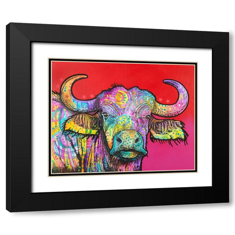 Wildebeest Black Modern Wood Framed Art Print with Double Matting by Dean Russo Collection