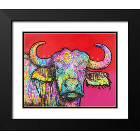 Wildebeest Black Modern Wood Framed Art Print with Double Matting by Dean Russo Collection