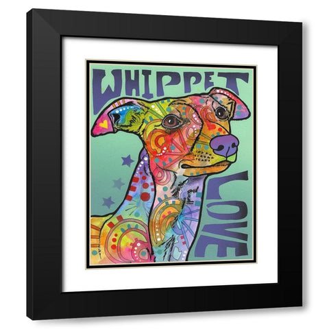 Whippet Love Black Modern Wood Framed Art Print with Double Matting by Dean Russo Collection