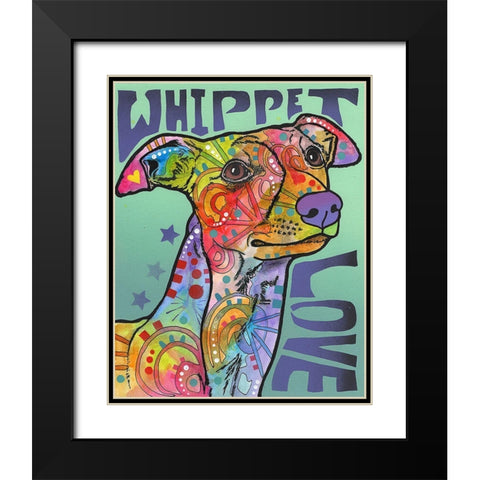 Whippet Love Black Modern Wood Framed Art Print with Double Matting by Dean Russo Collection