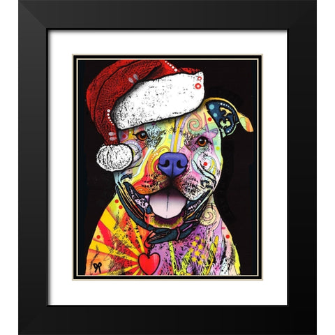 Beware of Pit Bulls Christmas Edition Black Modern Wood Framed Art Print with Double Matting by Dean Russo Collection