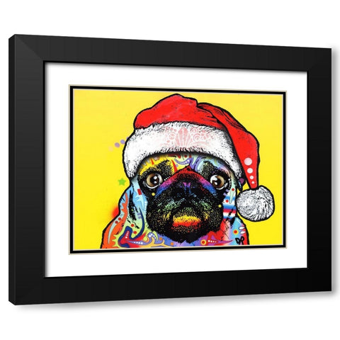 Pug Christmas Edition Black Modern Wood Framed Art Print with Double Matting by Dean Russo Collection