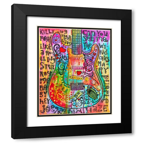 Jimmies Guitar Black Modern Wood Framed Art Print with Double Matting by Dean Russo Collection