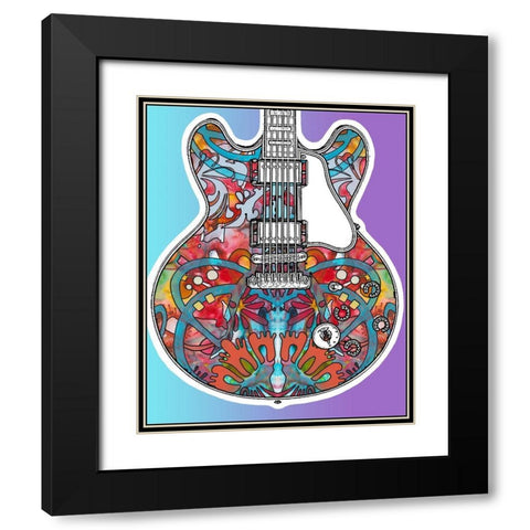 Gibson ES-335 Black Modern Wood Framed Art Print with Double Matting by Dean Russo Collection