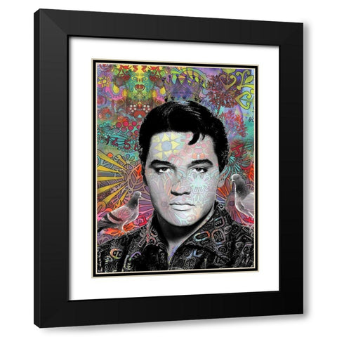 King Elvis Black Modern Wood Framed Art Print with Double Matting by Dean Russo Collection