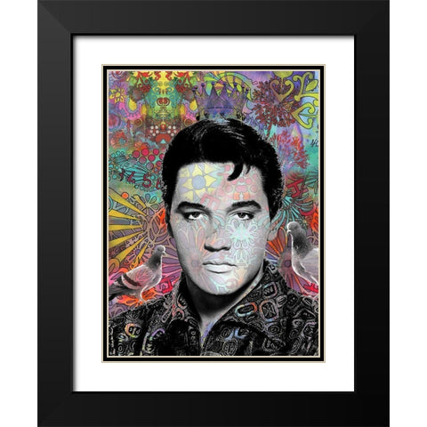 King Elvis Black Modern Wood Framed Art Print with Double Matting by Dean Russo Collection