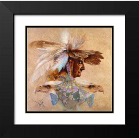 Feathers And Wings Black Modern Wood Framed Art Print with Double Matting by Lund, Denton