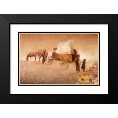 Sunset, The Endless Horizon Black Modern Wood Framed Art Print with Double Matting by Lund, Denton