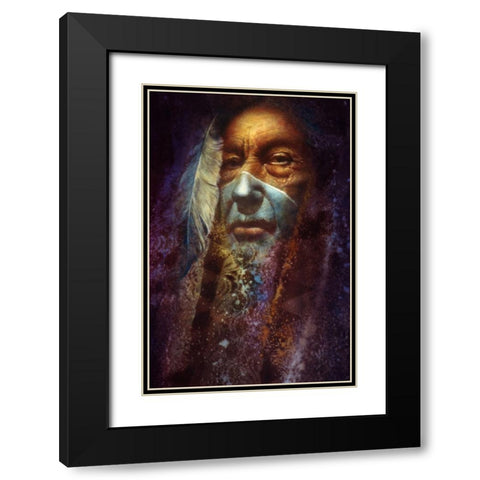 Gray Feather Black Modern Wood Framed Art Print with Double Matting by Lund, Denton