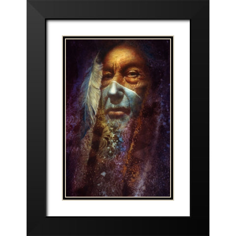 Gray Feather Black Modern Wood Framed Art Print with Double Matting by Lund, Denton