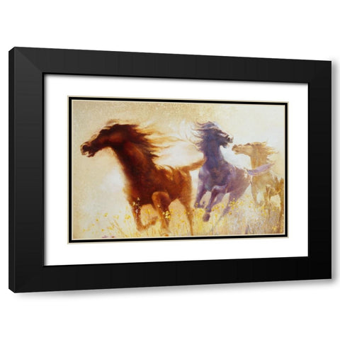 Wildflower Run Black Modern Wood Framed Art Print with Double Matting by Lund, Denton