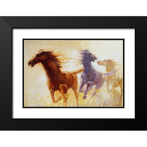 Wildflower Run Black Modern Wood Framed Art Print with Double Matting by Lund, Denton
