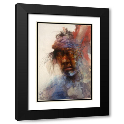 American Indian Black Modern Wood Framed Art Print with Double Matting by Lund, Denton