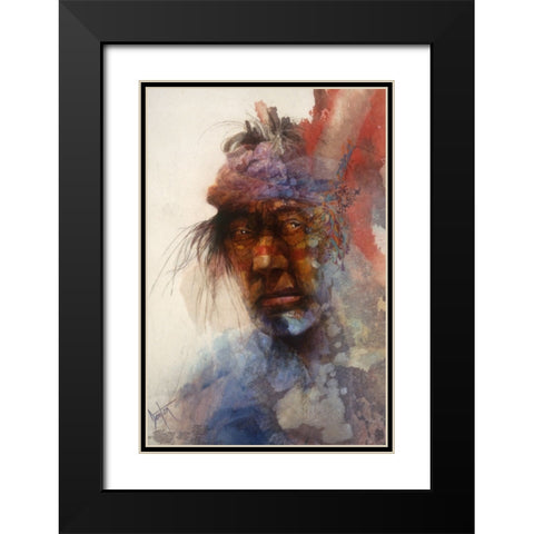 American Indian Black Modern Wood Framed Art Print with Double Matting by Lund, Denton