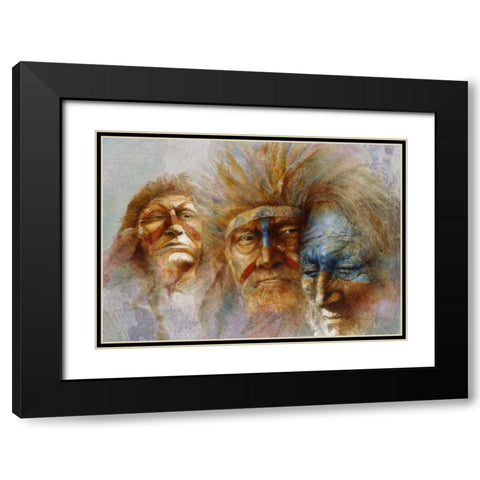 Three Chiefs Black Modern Wood Framed Art Print with Double Matting by Lund, Denton