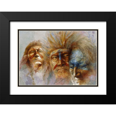 Three Chiefs Black Modern Wood Framed Art Print with Double Matting by Lund, Denton