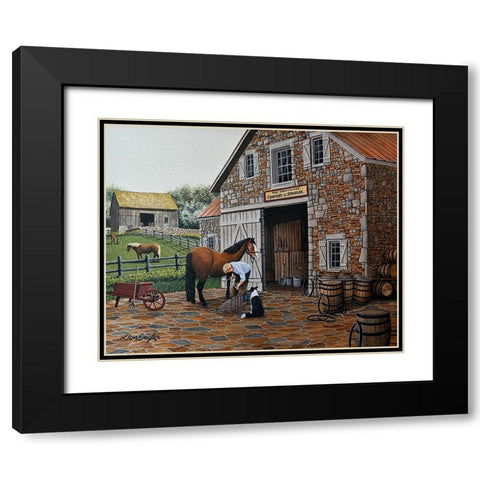 Barrels and Shoes Black Modern Wood Framed Art Print with Double Matting by Engler, Don