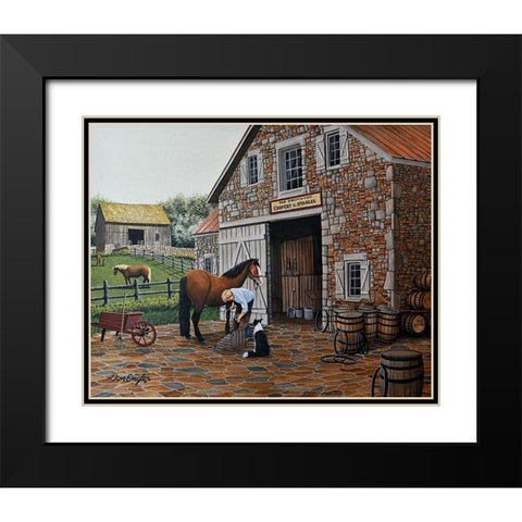 Barrels and Shoes Black Modern Wood Framed Art Print with Double Matting by Engler, Don