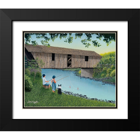 Playin Hooky Black Modern Wood Framed Art Print with Double Matting by Engler, Don