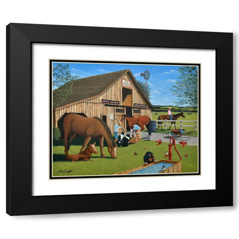 Old Town Stables Black Modern Wood Framed Art Print with Double Matting by Engler, Don