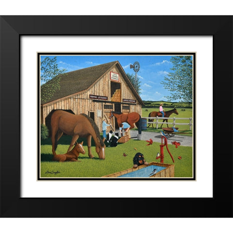 Old Town Stables Black Modern Wood Framed Art Print with Double Matting by Engler, Don