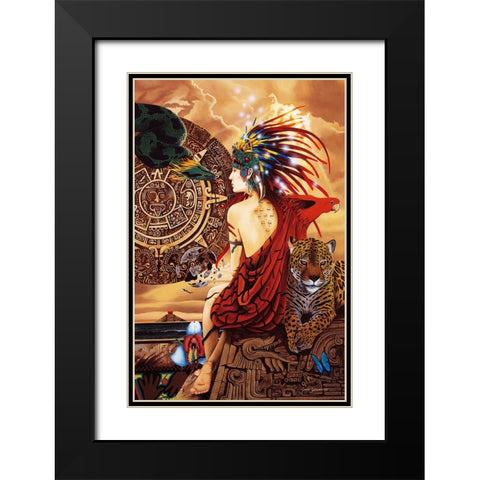 Aztec Dawn Black Modern Wood Framed Art Print with Double Matting by Stevenson, Graeme
