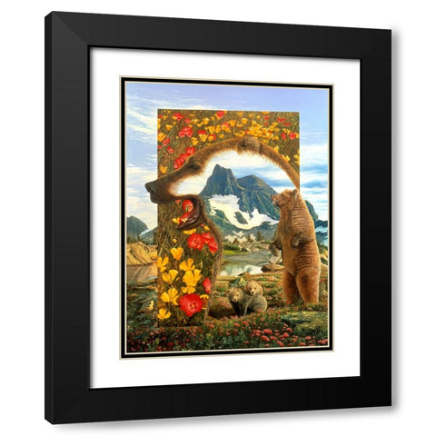 Bearly Where Bearly There Black Modern Wood Framed Art Print with Double Matting by Stevenson, Graeme