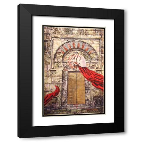 Behind The Door Black Modern Wood Framed Art Print with Double Matting by Stevenson, Graeme