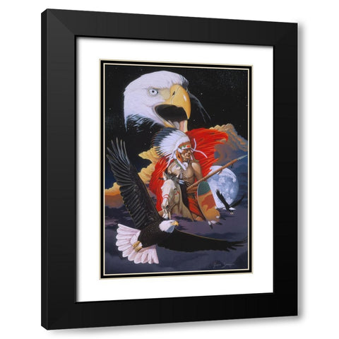 Eagle Warrior Black Modern Wood Framed Art Print with Double Matting by Stevenson, Graeme