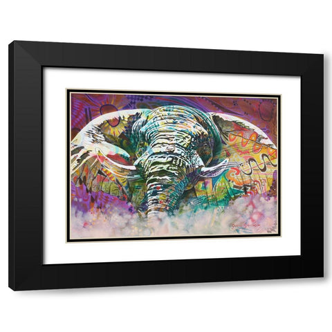 Psycodelic Ele Black Modern Wood Framed Art Print with Double Matting by Stevenson, Graeme