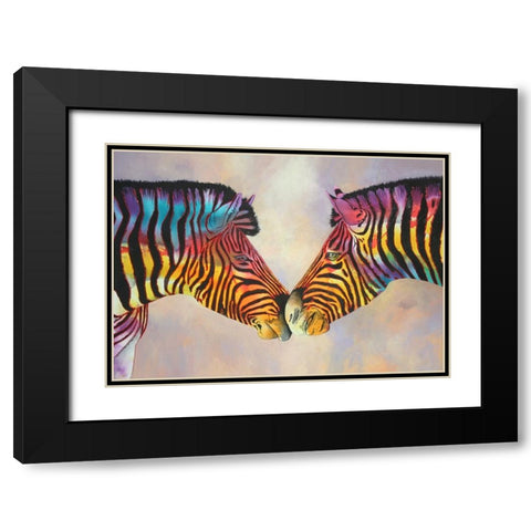 Spectrum Zebras Black Modern Wood Framed Art Print with Double Matting by Stevenson, Graeme