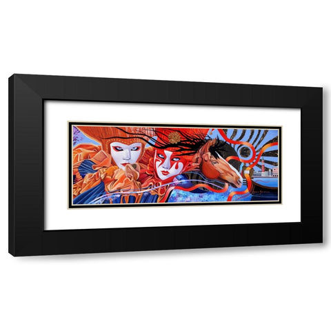 Venetian Masqurade Black Modern Wood Framed Art Print with Double Matting by Stevenson, Graeme