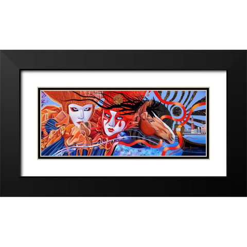 Venetian Masqurade Black Modern Wood Framed Art Print with Double Matting by Stevenson, Graeme
