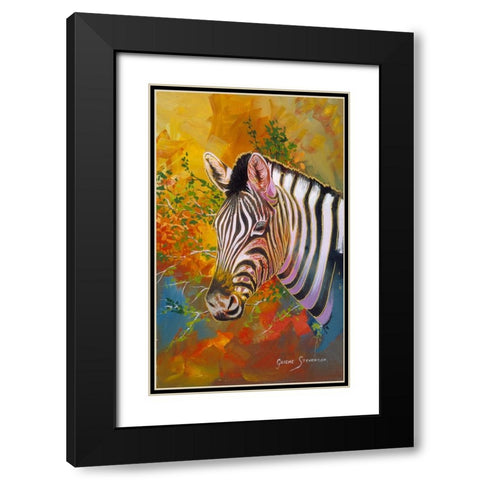 Zebra Days Black Modern Wood Framed Art Print with Double Matting by Stevenson, Graeme