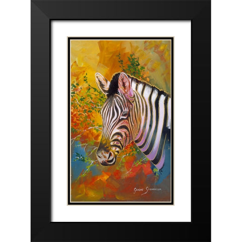 Zebra Days Black Modern Wood Framed Art Print with Double Matting by Stevenson, Graeme