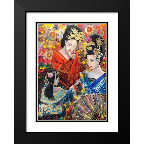 Geisha Song Black Modern Wood Framed Art Print with Double Matting by Stevenson, Graeme