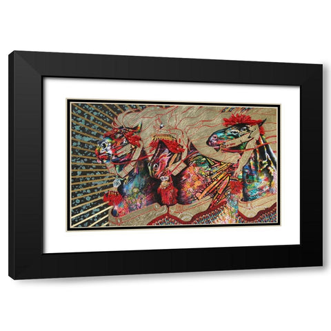 Arabian Stallions Black Modern Wood Framed Art Print with Double Matting by Stevenson, Graeme