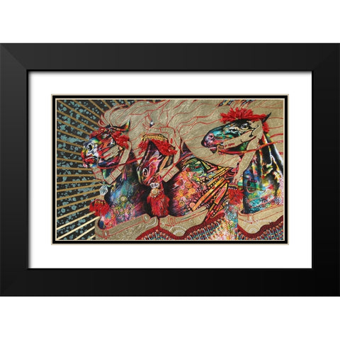 Arabian Stallions Black Modern Wood Framed Art Print with Double Matting by Stevenson, Graeme