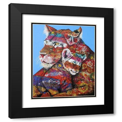 Masai Mother Black Modern Wood Framed Art Print with Double Matting by Stevenson, Graeme