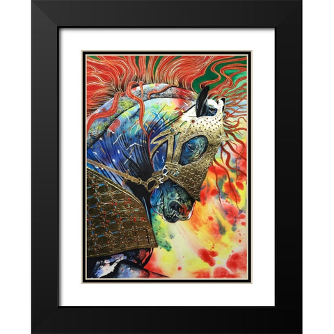 Fire of the Stallion Black Modern Wood Framed Art Print with Double Matting by Stevenson, Graeme