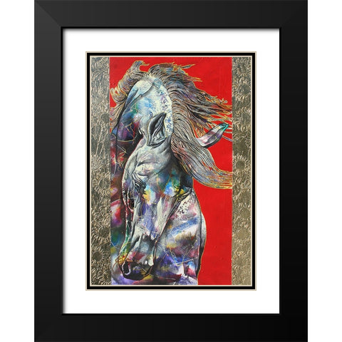 Golden Stallion Black Modern Wood Framed Art Print with Double Matting by Stevenson, Graeme