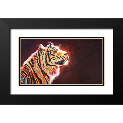 Tiger night Black Modern Wood Framed Art Print with Double Matting by Stevenson, Graeme