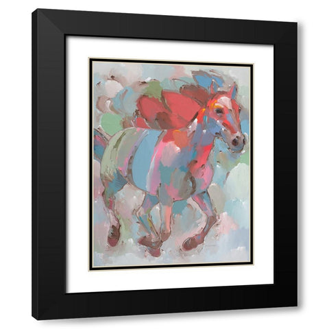 Pegasus Black Modern Wood Framed Art Print with Double Matting by Khorasani, Hooshang